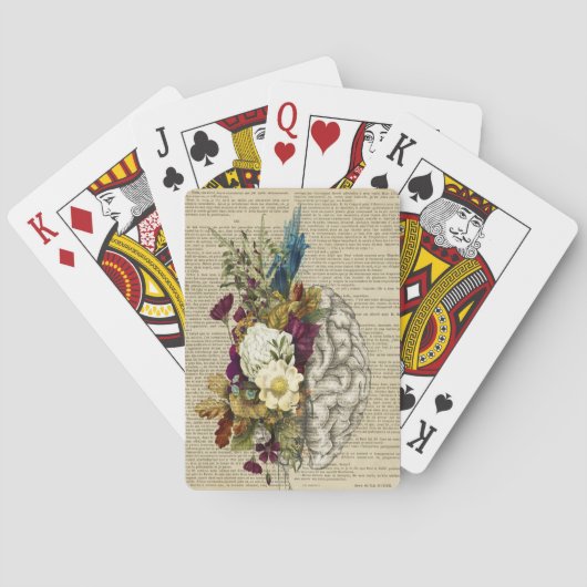 Jeu De Cartes affiche d'anatomie du cerveau floral médical (dos)