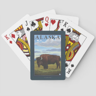 Jeu De Cartes Affiche de Vintage voyage de scène de bison