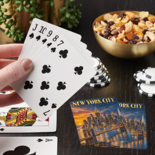 Jeu De Cartes Affiche de voyage de la skyline dorée de New York