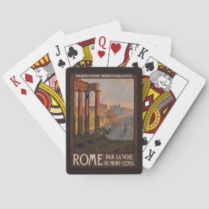 Jeu De Cartes Affiche Vintage voyage Du Forum Romain À L'Aube.