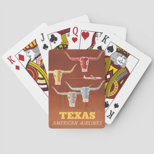 Jeu De Cartes Affiche Voyage Pour American Airlines Vers Texas (dos)