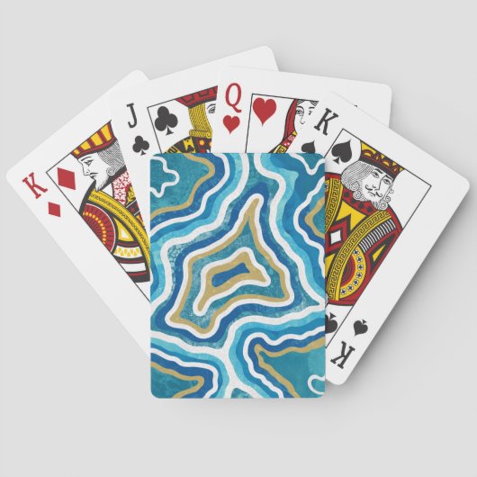 Jeu De Cartes Agate graphique en or bleu (dos)