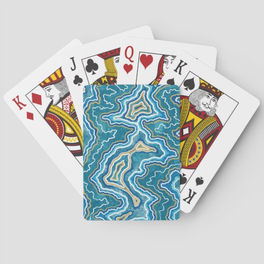 Jeu De Cartes Agate graphique en or bleu (dos)