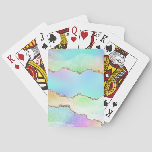 Jeu De Cartes Agate Holo | Faux Iridescente Pastel Ombre Marble (dos)