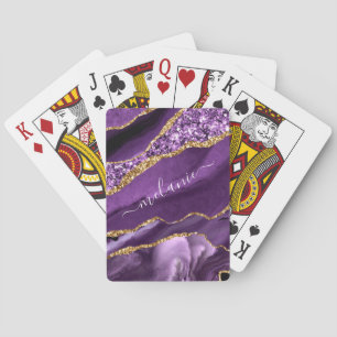 Jeu De Cartes Agate Purple Gold Parties scintillant Nom Jouer Ca