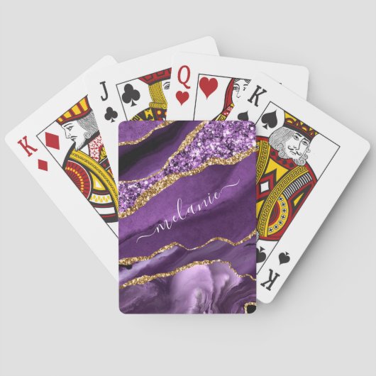 Jeu De Cartes Agate Purple Gold Parties scintillant Nom Jouer Ca (dos)