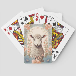 Jeu De Cartes Agneau Mignon Floral Pastel Délicat