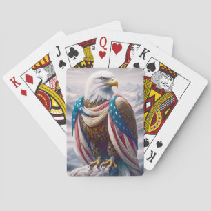 Jeu De Cartes Aigle à tête blanche avec larmes et drapeau améric