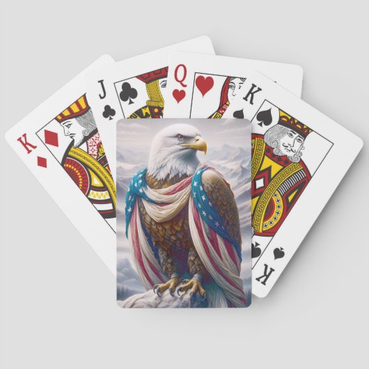 Jeu De Cartes Aigle à tête blanche avec larmes et drapeau améric (dos)
