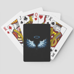 Jeu De Cartes Ailes d'ange bleues lumineuses sur fond noir