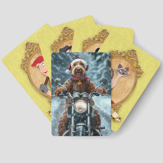 Jeu De Cartes Airedale Chien équitation Moto Noël (Verso)