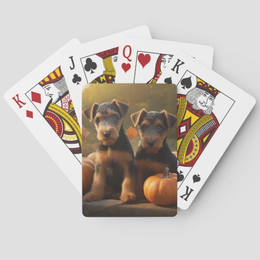 Jeu De Cartes Airedale Chiot Automne Citrouille délice (dos)