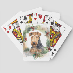 Jeu De Cartes Airedale Christmas Wreath Festive Pup