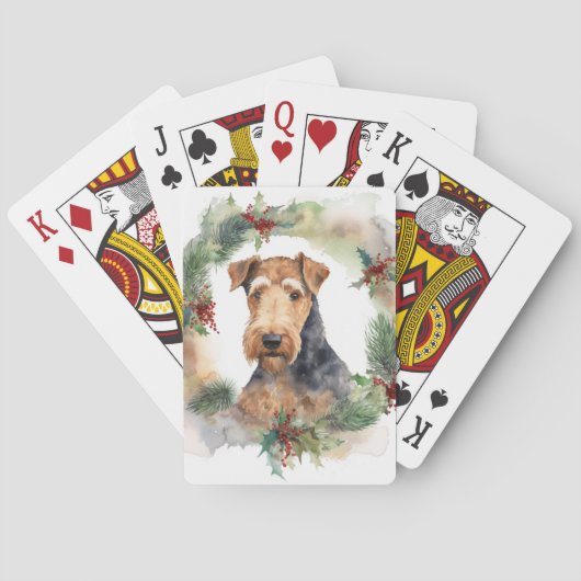 Jeu De Cartes Airedale Christmas Wreath Festive Pup (dos)