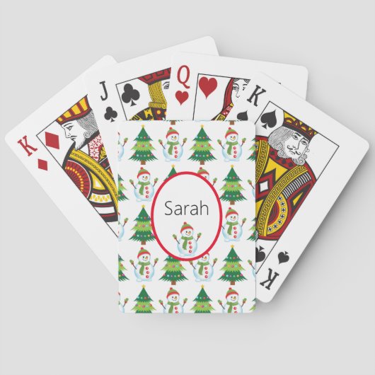 Jeu De Cartes Ajouter le nom Noël Stocker Stuffer Snowman (dos)
