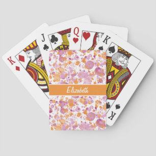 Jeu De Cartes Ajouter un nom Texte à Orange Violet Abstrait Tach
