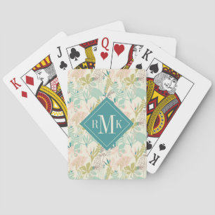 Jeu De Cartes Ajouter votre monogramme   Modèle floral moderne