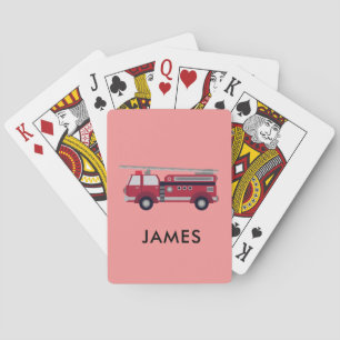 Jeu De Cartes Ajouter votre nom Red Fire truck Personnalisé