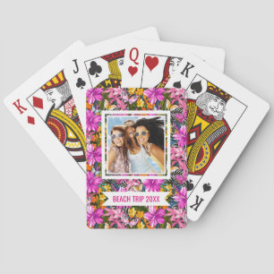 Jeu De Cartes Ajoutez votre feuille et fleurs tropicaux nommés