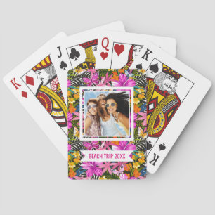 Jeu De Cartes Ajoutez votre nom feuilles tropicaux et fleurs