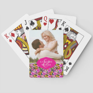 Jeu De Cartes Ajoutez votre nom feuilles tropicaux et fleurs