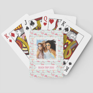 Jeu De Cartes Ajoutez votre nom Flamants roses Rétro Sur Bande