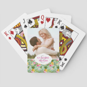 Jeu De Cartes Ajoutez votre nom   Fleurs tropicales et ananas