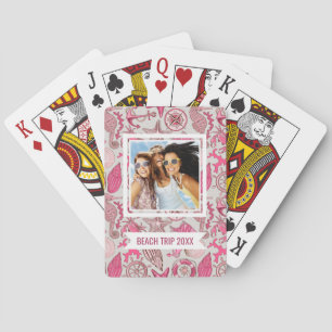 Jeu De Cartes Ajoutez votre nom   Motif de mer rose