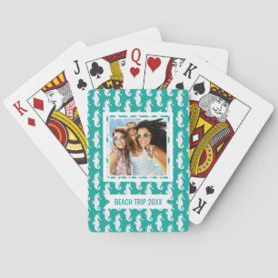 Jeu De Cartes Ajoutez votre nom Motif Seahorse Turquoise