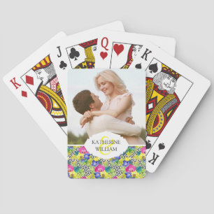 Jeu De Cartes Ajoutez votre nom Orchidée Begonia Et Feuilles D