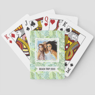 Jeu De Cartes Ajoutez votre nom Pastel Tropical Palm Feuille