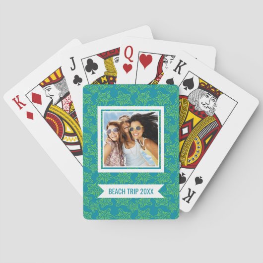 Jeu De Cartes Ajoutez votre nom | Starfish Crowd Motif | Monogra (dos)