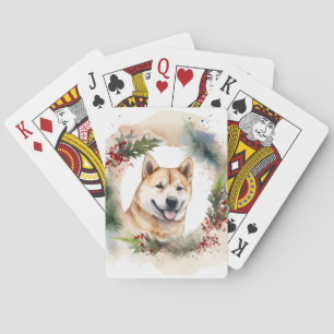 Jeu De Cartes Akita Christmas Wreath Festive Pup