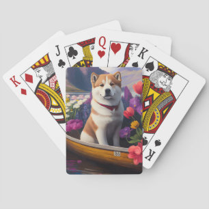 Jeu De Cartes Akita Dog sur une pagaie : une aventure Pittoresqu