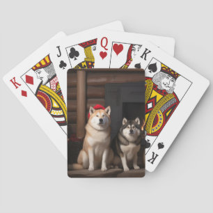 Jeu De Cartes Akita par le Noël de la cheminée