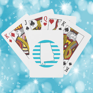 Jeu De Cartes Alabama US State Outline Retro Blue Circle