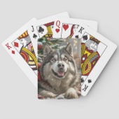 Jeu De Cartes Alaskan Malamute Chien Fête de Noël (dos)