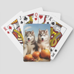 Jeu De Cartes Alaskan Malamute Chiot Automne Citrouille délice