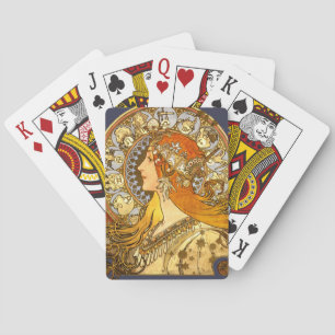 Jeu De Cartes Alfonse Mucha Zodiac Art nouveau femme