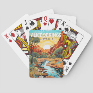 Jeu De Cartes Alice Springs Australie Travel Art Vintage