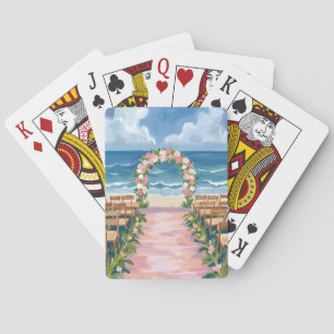 Jeu De Cartes Allée de mariage de plage aquarelle florale