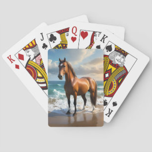 Jeu De Cartes **"Allure majestueuse : fier cheval brun sur la pl