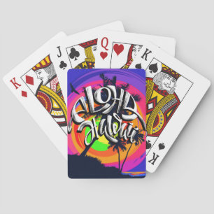 Jeu De Cartes Aloha coucher du soleil tropical de plage de