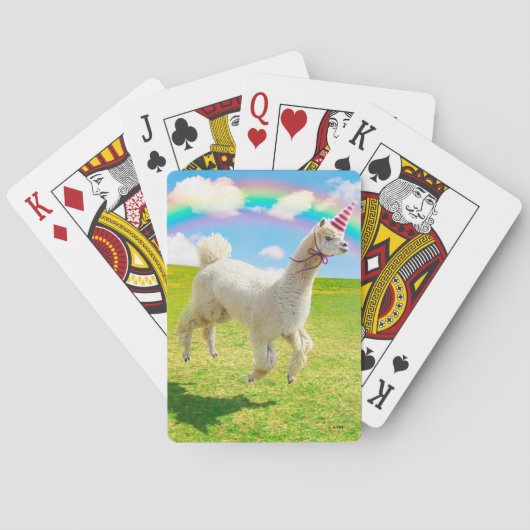 Jeu De Cartes Alpaca Unicorne Sous Ciel Arc-En-Ciel (dos)