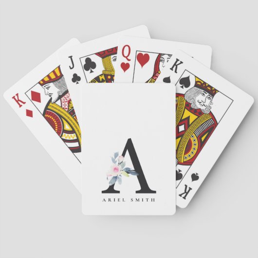 JEU DE CARTES ALPHABÈTES FLORAUX BLEUS DOUX NOM LETTRE A (dos)