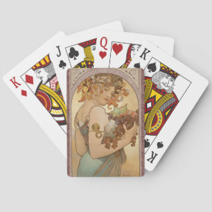 Jeu De Cartes Alphonse Mucha Fruit Art Nouveau Vintage Jeune Fil