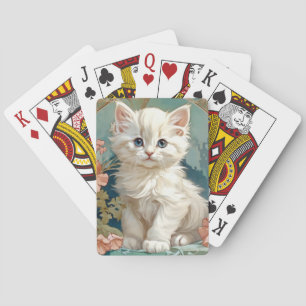 Jeu De Cartes Alphonse Mucha Style Chat blanc