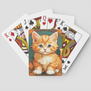 Jeu De Cartes Alphonse Mucha Style Chat orange