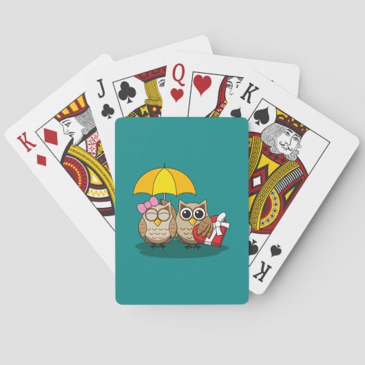 Jeu De Cartes Amateurs de chouette avec parapluie et boîte de ch (dos)