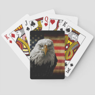 Jeu De Cartes American Bald Eagle on Grunge Flag